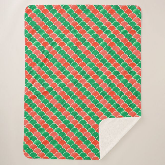 Couverture Sherpa Motif de l'échelle de Noël Peint Rouge Vert (Devant)
