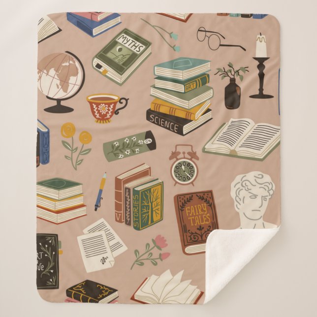 Couverture Sherpa Motif de livre (Devant)