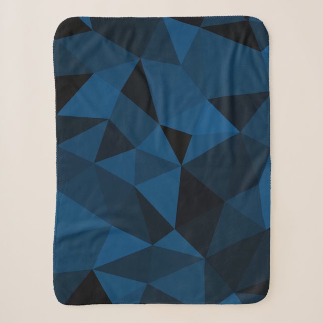 Couverture Sherpa Motif de maillage géométrique bleu foncé et noir (Devant)
