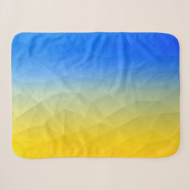 Couverture Sherpa Motif de maillage géométrique bleu jaune Ukraine (Devant (Horizontal))