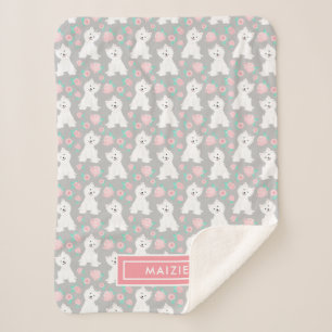 Couverture Sherpa Motif de marionnette florale  Gris personnalisé