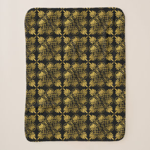 Couverture Sherpa Motif de méandre grec antique en or noir