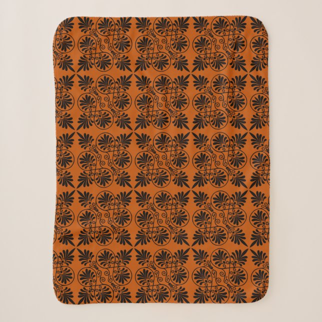 Couverture Sherpa Motif de méandre grec antique en terre cuite (Devant)