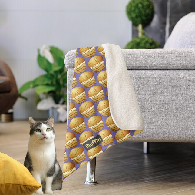 Couverture Sherpa Motif de muffins avec nom personnalisé - Petits gâ (Créateur téléchargé)