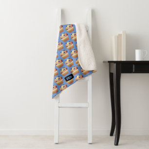 Couverture Sherpa Motif de muffins bleuets - Nom abrégé / Initiales