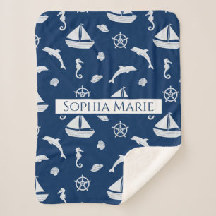 Couverture Sherpa Motif de navigation et de vie marine