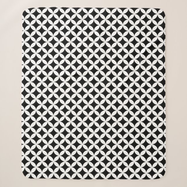 Couverture Sherpa Motif de navire géométrique noir et blanc (Devant)