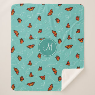 Couverture Sherpa motif de papillons Monarque à clignotement lunaire