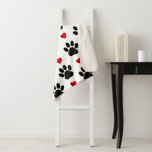 Couverture Sherpa Motif De Pâtes, Pâtes De Chien, Pâtes Noires, Coeu