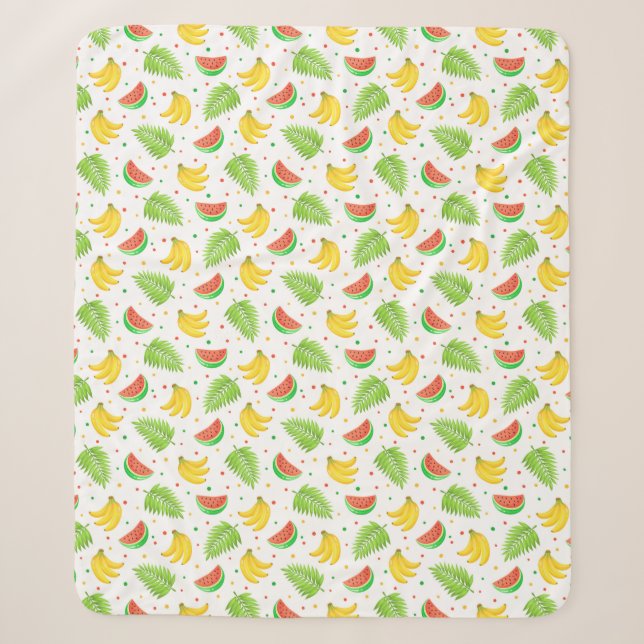 Couverture Sherpa Motif de Pointe Polka aux fruits tropicaux (Devant)