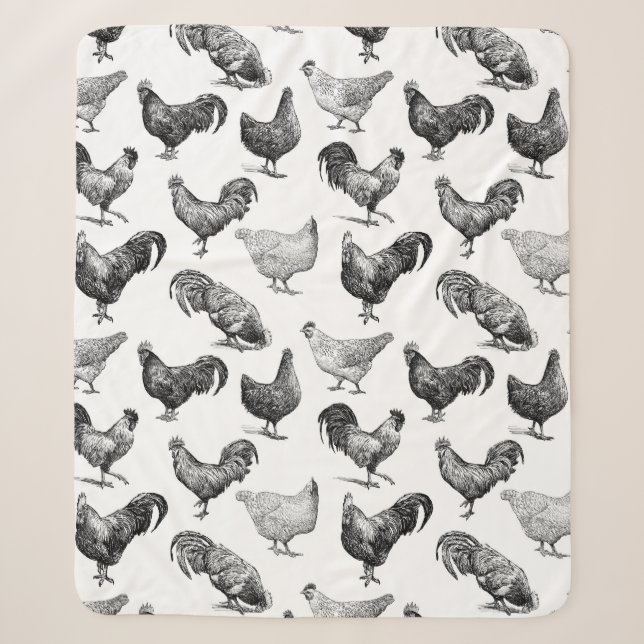 Couverture Sherpa Motif de poulet de la ferme Retro Country (Devant)