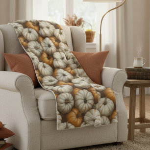 Couverture Sherpa Motif de récolte Citrouille d'automne Automne Ru