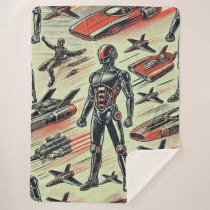 Couverture Sherpa Motif de robot humanoïde futuriste Robotique IA