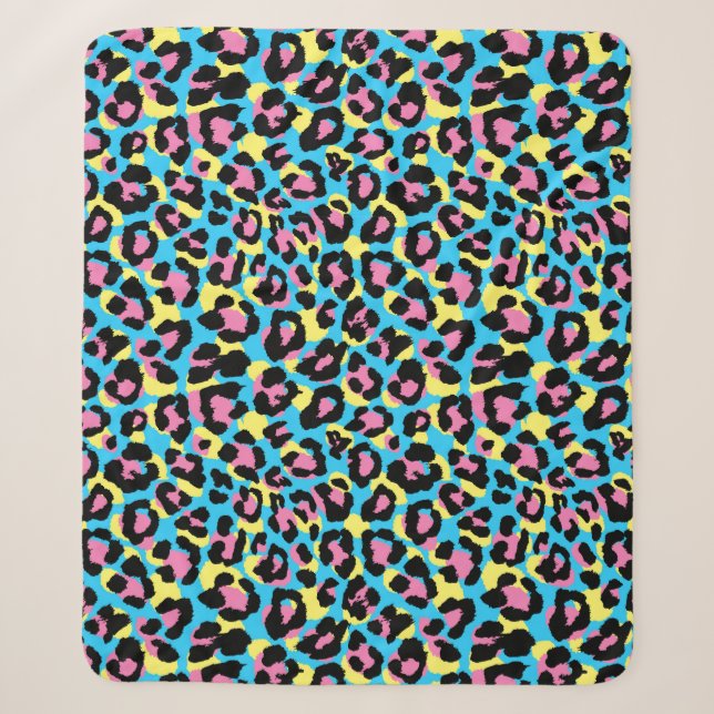 Couverture Sherpa Motif de Spots Neon Leopard (Devant)