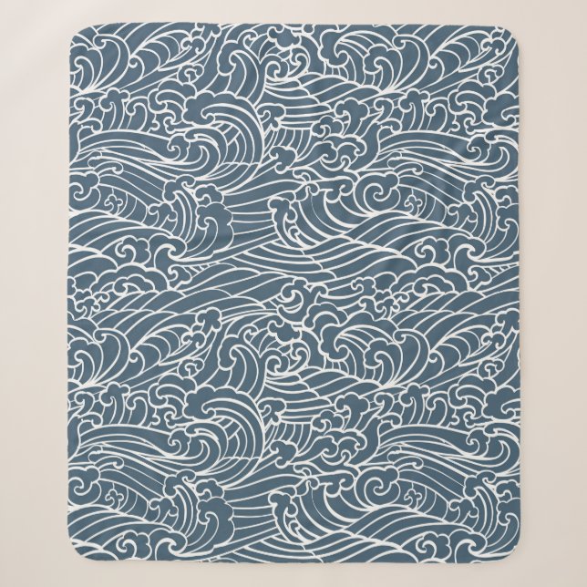 Couverture Sherpa Motif de style Wave japonais (Devant)