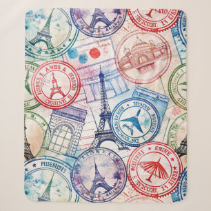 Couverture Sherpa Motif de tampon de voyage du monde vintage (2)