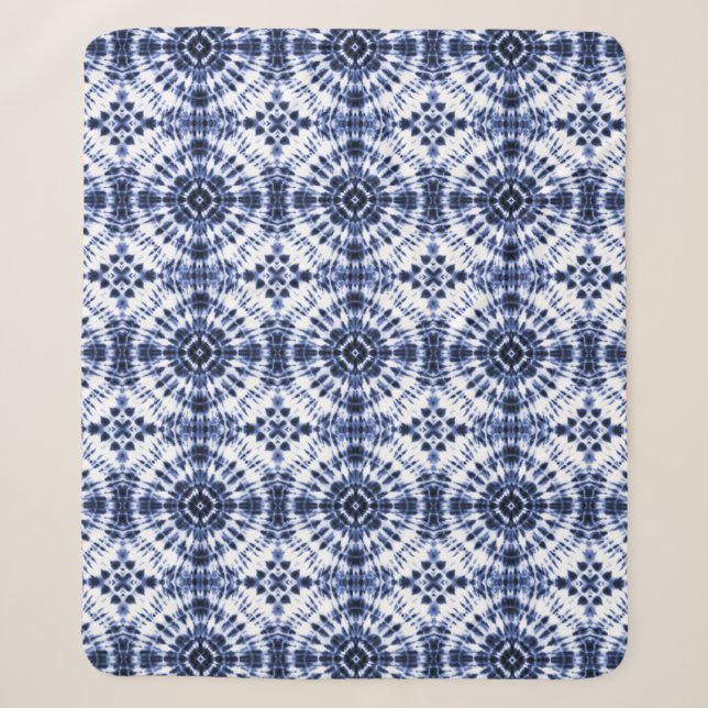 Couverture Sherpa Motif de teinture bleu foncé (Devant)