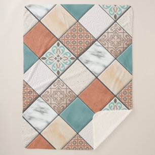 Couverture Sherpa Motif de texture coloré moderne et géométrique