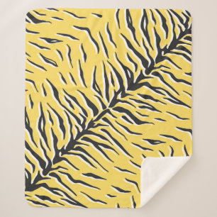 Couverture Sherpa Motif de tigre noir et jaune vintage sans couture.