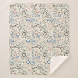 Couverture Sherpa Motif de timbres-poste du monde