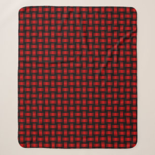 Couverture Sherpa Motif de tissage rouge noir