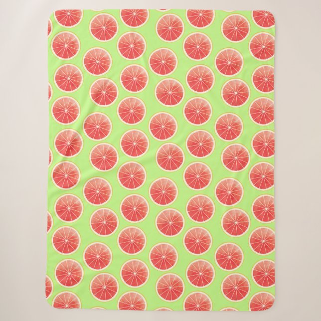 Couverture Sherpa Motif de tranches de pamplemousse rose (Devant)