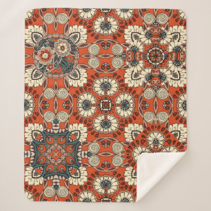 Couverture Sherpa Motif décoratif sans couture avec floral et cachet