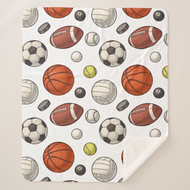 Couverture Sherpa Motif d'équipements sportifs (Devant)