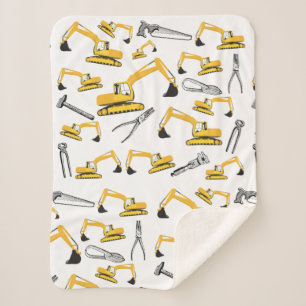 Couverture Sherpa Motif des camions et des outils de construction de