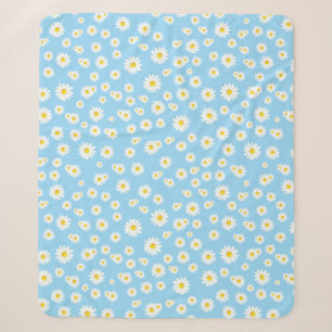 Couverture Sherpa Motif des marguerites de printemps de Boho bleu