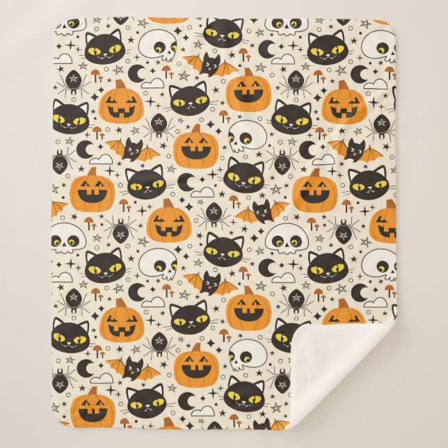 Couverture Sherpa Motif d'Halloween rétro (Devant)