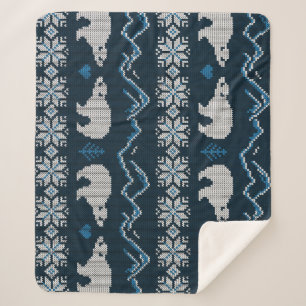 Couverture Sherpa Motif d'hiver nue aux ours polaires