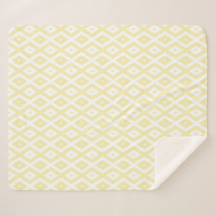 Couverture Sherpa Motif diamant jaune pâle et blanc