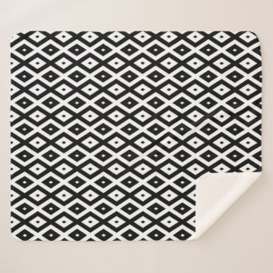 Couverture Sherpa Motif diamant noir et blanc