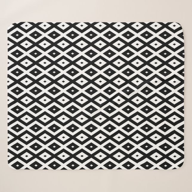 Couverture Sherpa Motif diamant noir et blanc (Devant (Horizontal))