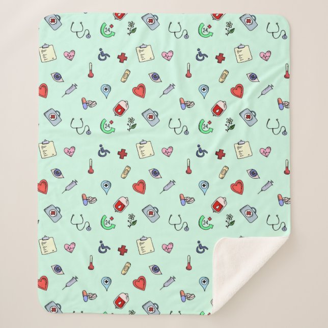 Couverture Sherpa Motif d'icône Médicale (Devant)