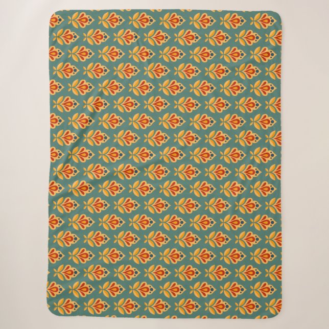 Couverture Sherpa Motif d'impression géométrique rétro du milieu du  (Devant)