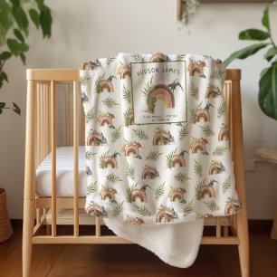 Couverture Sherpa Motif Dinosaur aquarelle   Monogram Sherpa