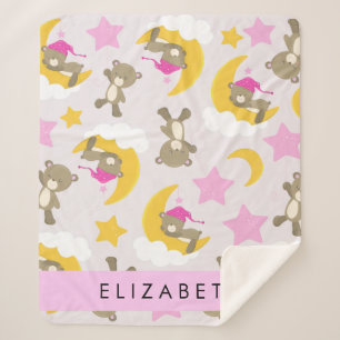 Couverture Sherpa Motif D'Ours, Nounours, Étoiles, Votre Nom