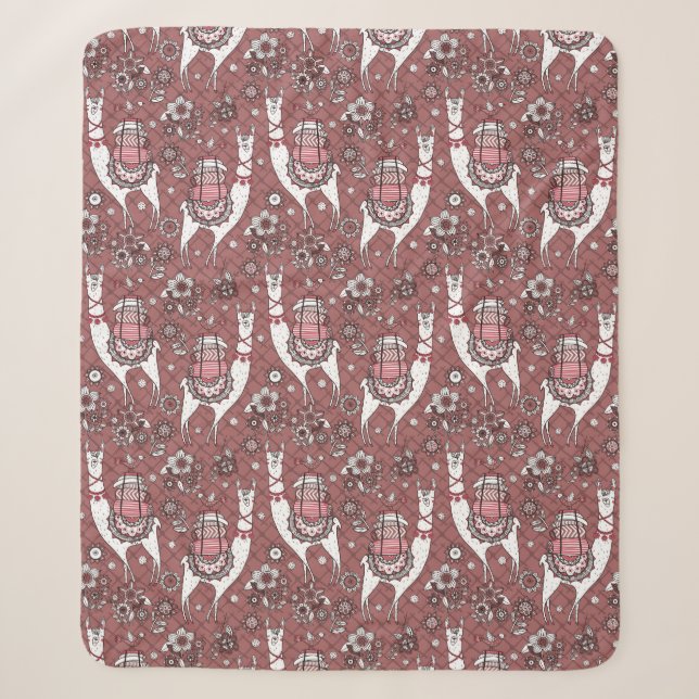 Couverture Sherpa Motif drôle de lamas (Devant)