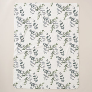 Couverture Sherpa Motif élégant de feuilles d'eucalyptus vert sauge