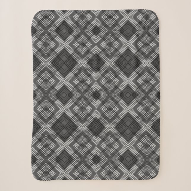 Couverture Sherpa Motif en diamant géométrique noir et blanc (Devant)