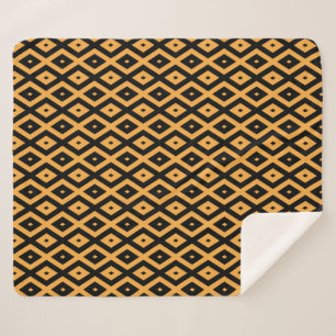 Couverture Sherpa Motif en diamant jaune et noir