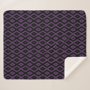Couverture Sherpa Motif en diamant noir et violet foncé