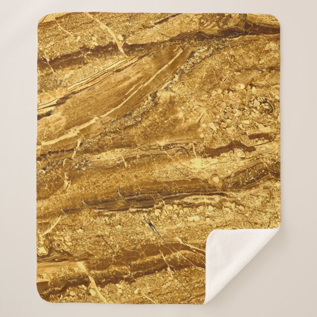 Couverture Sherpa Motif en marbre d'or naturel (Devant)