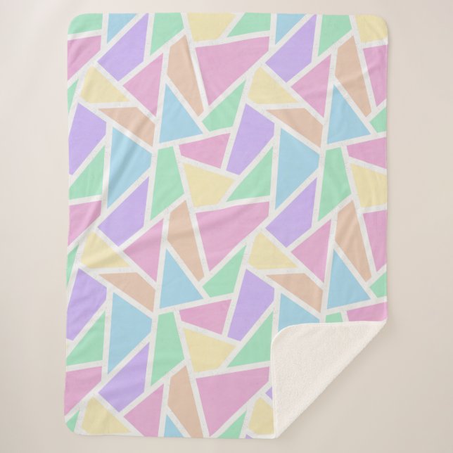 Couverture Sherpa Motif en mosaïque arc-en-ciel Pastel (Devant)
