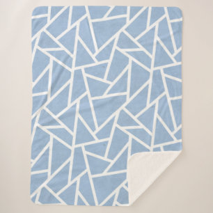 Couverture Sherpa Motif en mosaïque bleu pâle et blanc