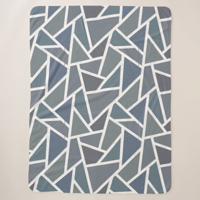 Couverture Sherpa Motif en mosaïque gris bleu (Devant)