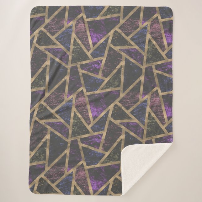 Couverture Sherpa Motif en mosaïque violet et or (Devant)