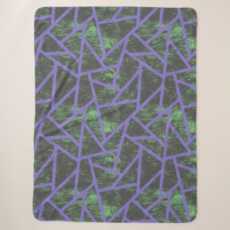 Couverture Sherpa Motif en mosaïque violet et verte